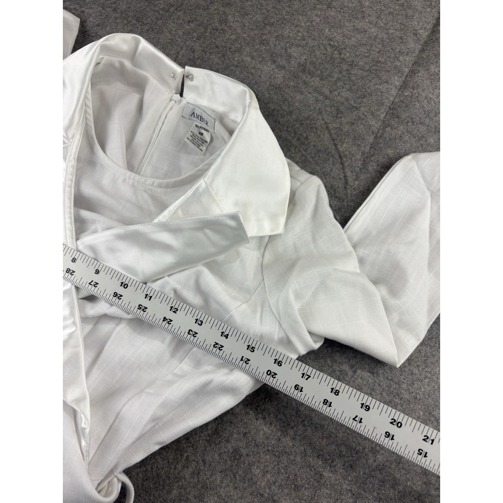 AMBER GARDENIA Women XS white Maxi Wedding Gown Elegant Tie Jacket Old Money SEE - Picture 4 of 9